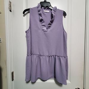 FSL Apparel sleeveless ruffle neck blouse